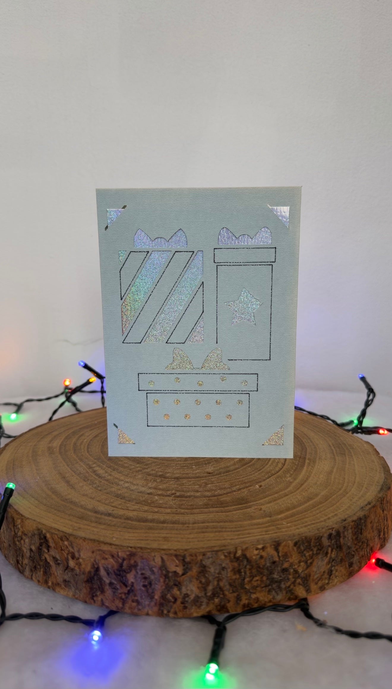 Christmas Gifts Cutaway Card with Hand Drawn Look