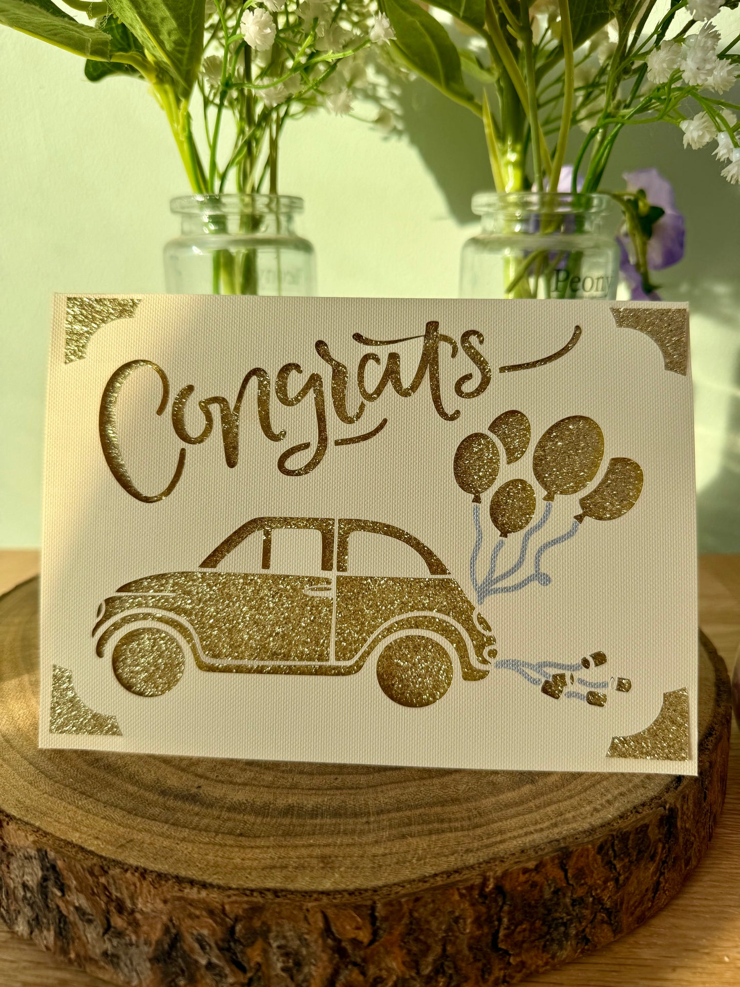 Congrats Wedding Car cutaway card