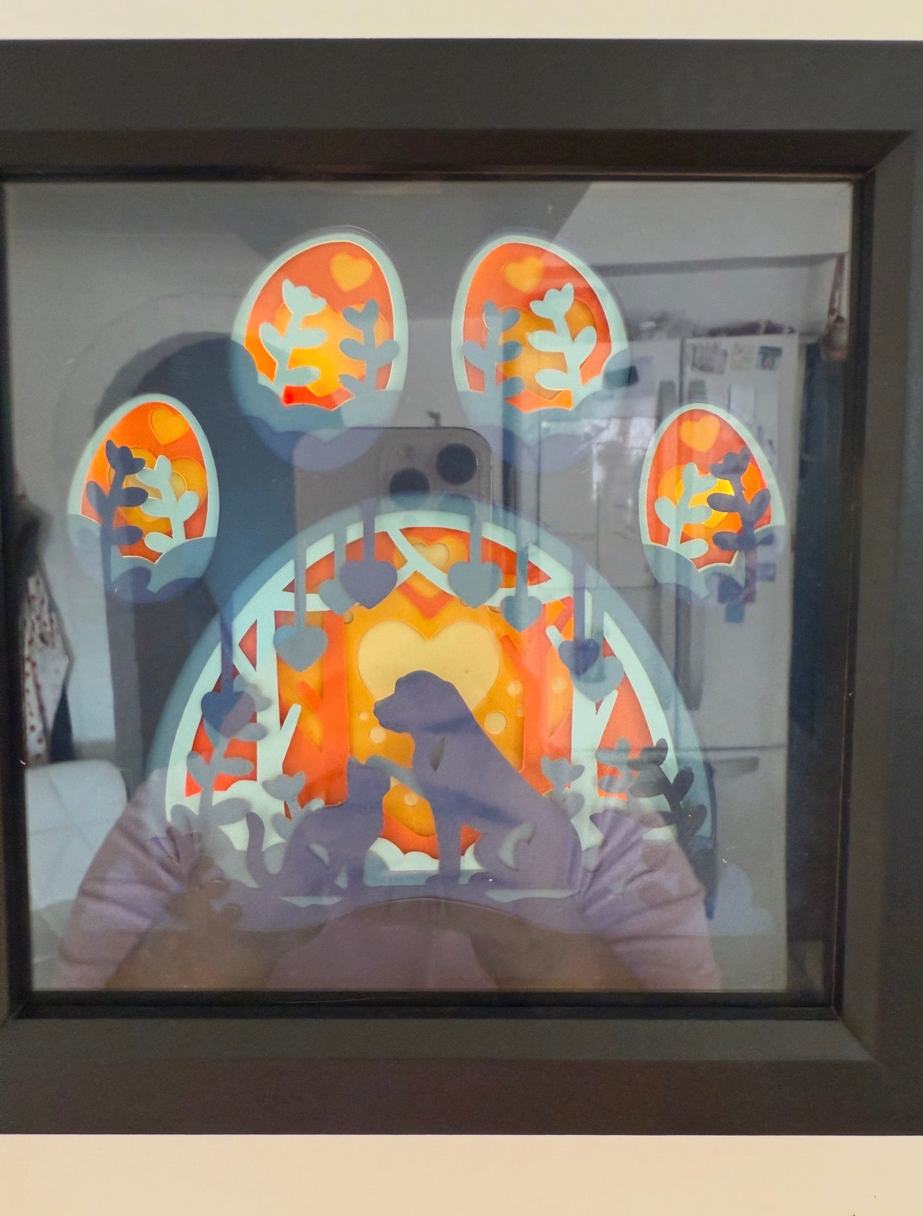 "Pawprints & Whiskers" – 3D Pet Shadow Box Frame with Light Option
