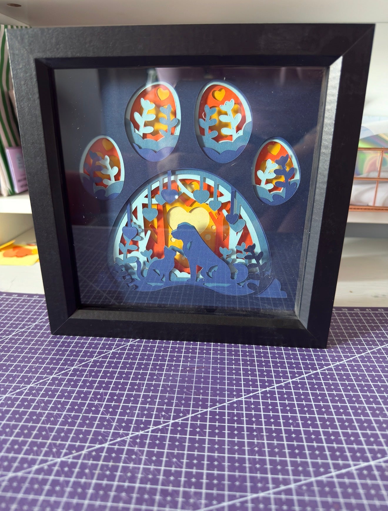 "Pawprints & Whiskers" – 3D Pet Shadow Box Frame with Light Option