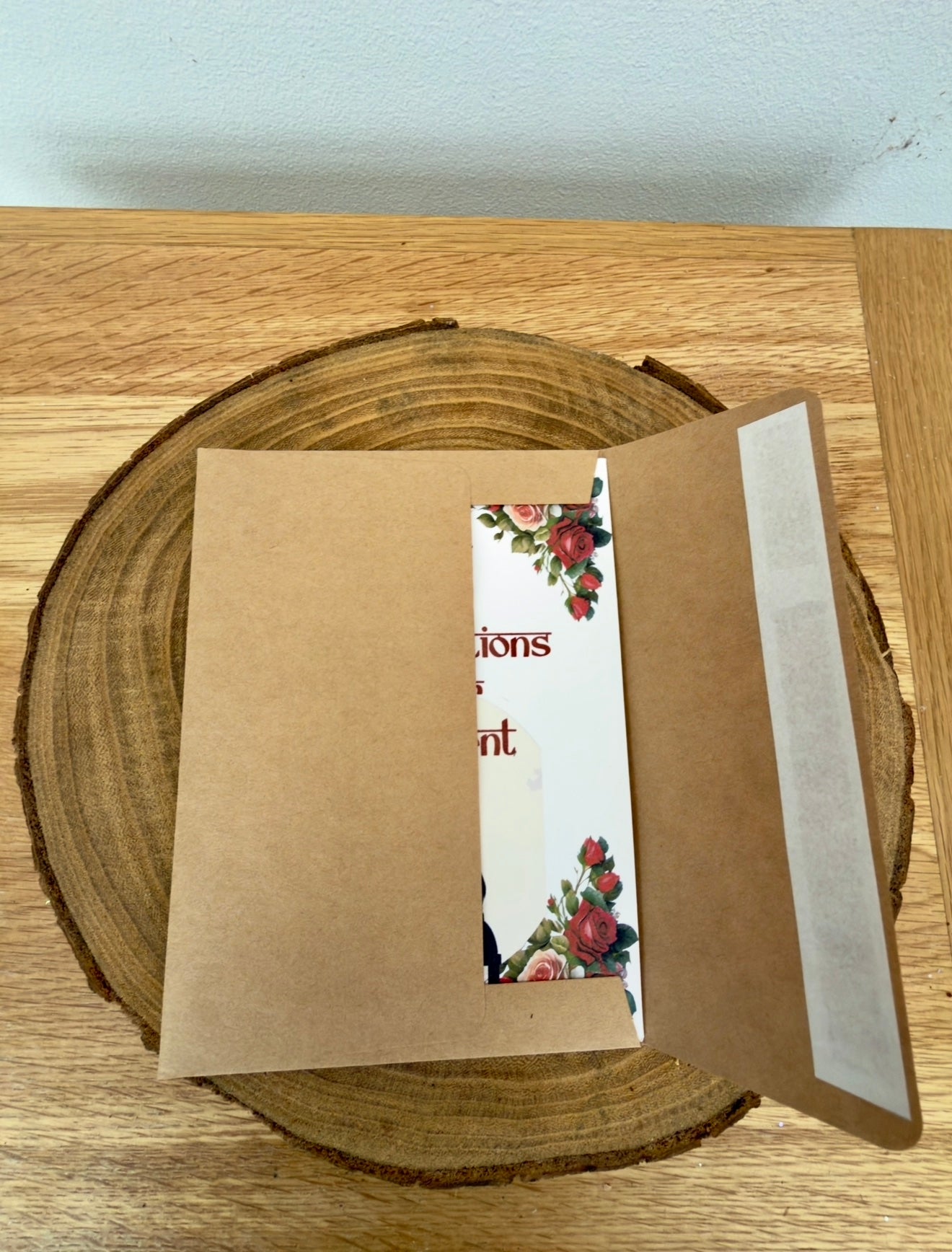 Full Moon Promise – Lotus & Roses Engagement Card