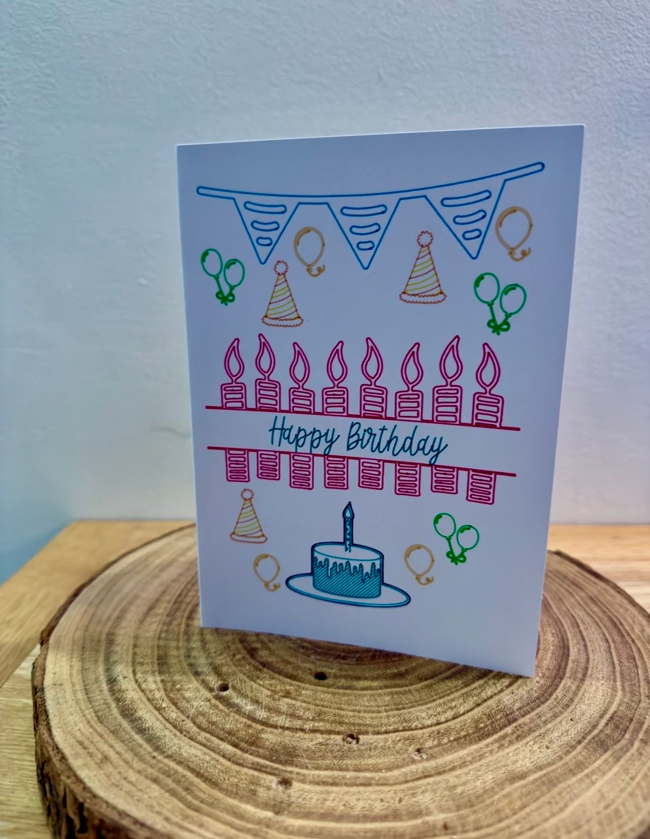 Birthday Banner & Candles Handmade Card