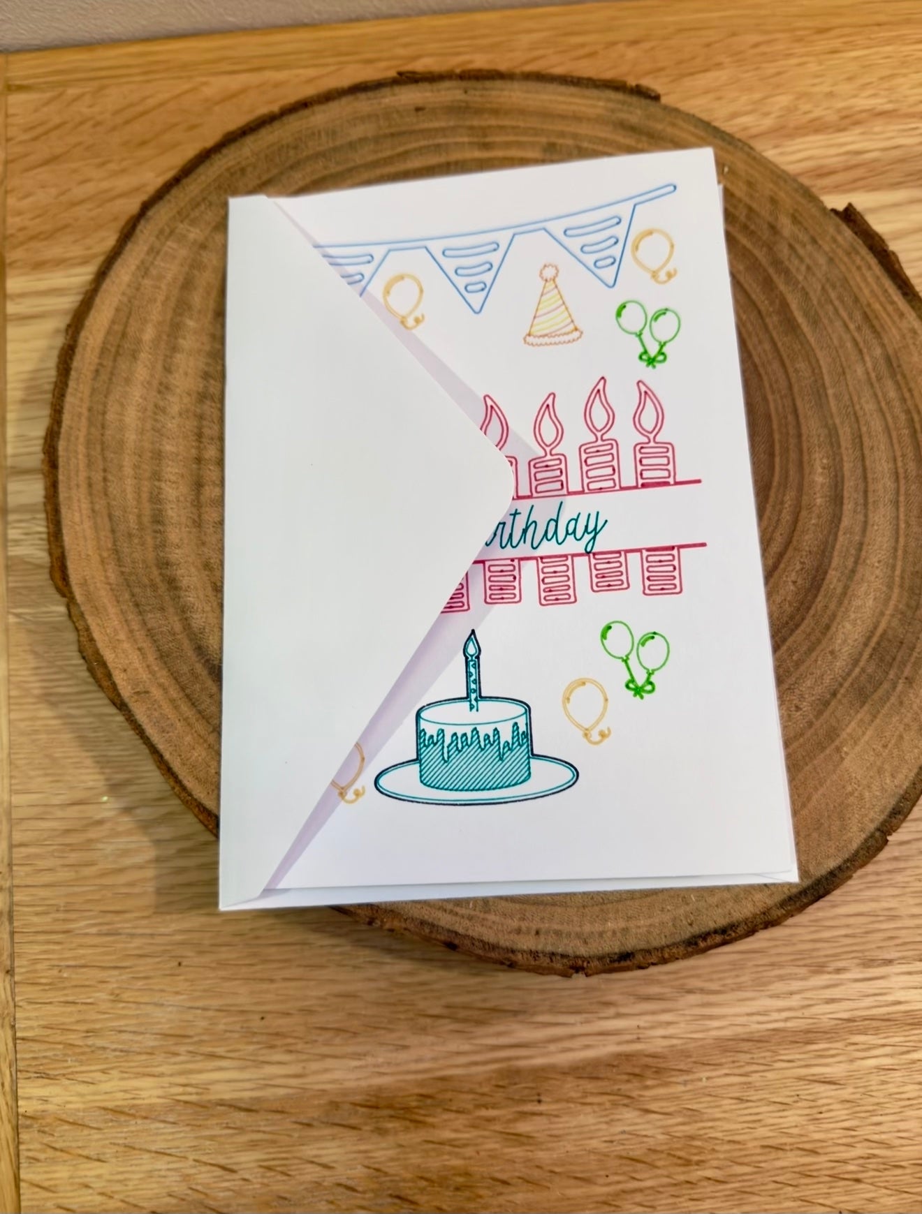 Birthday Banner & Candles Handmade Card