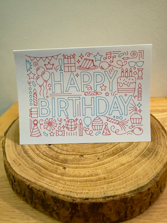 Birthday Doodle Delight Handmade Card