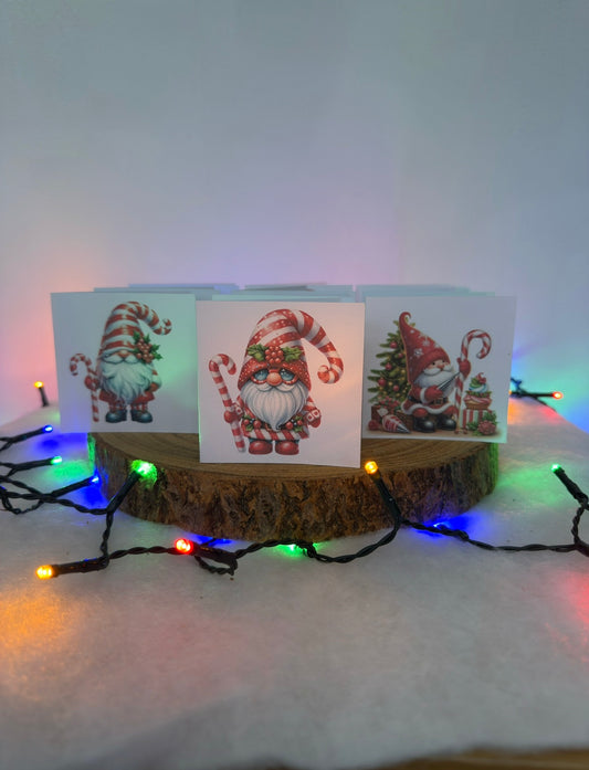 Candy Cane Gonk Collection – Set of 10 Small Square Christmas Cards with Envelopes