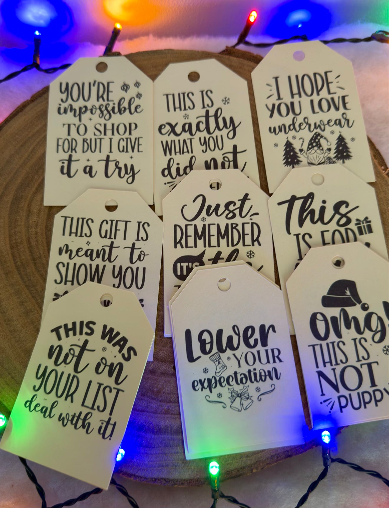 Cheeky Christmas Gift Tags – Set of 18 Funny Holiday Tags with Slogans