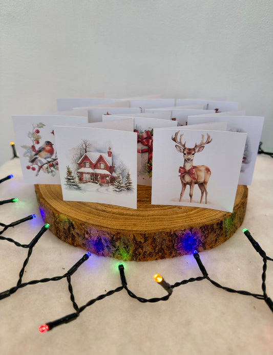 Classic Christmas Collection – Set of 10 Small Cards with Brown Envelopes