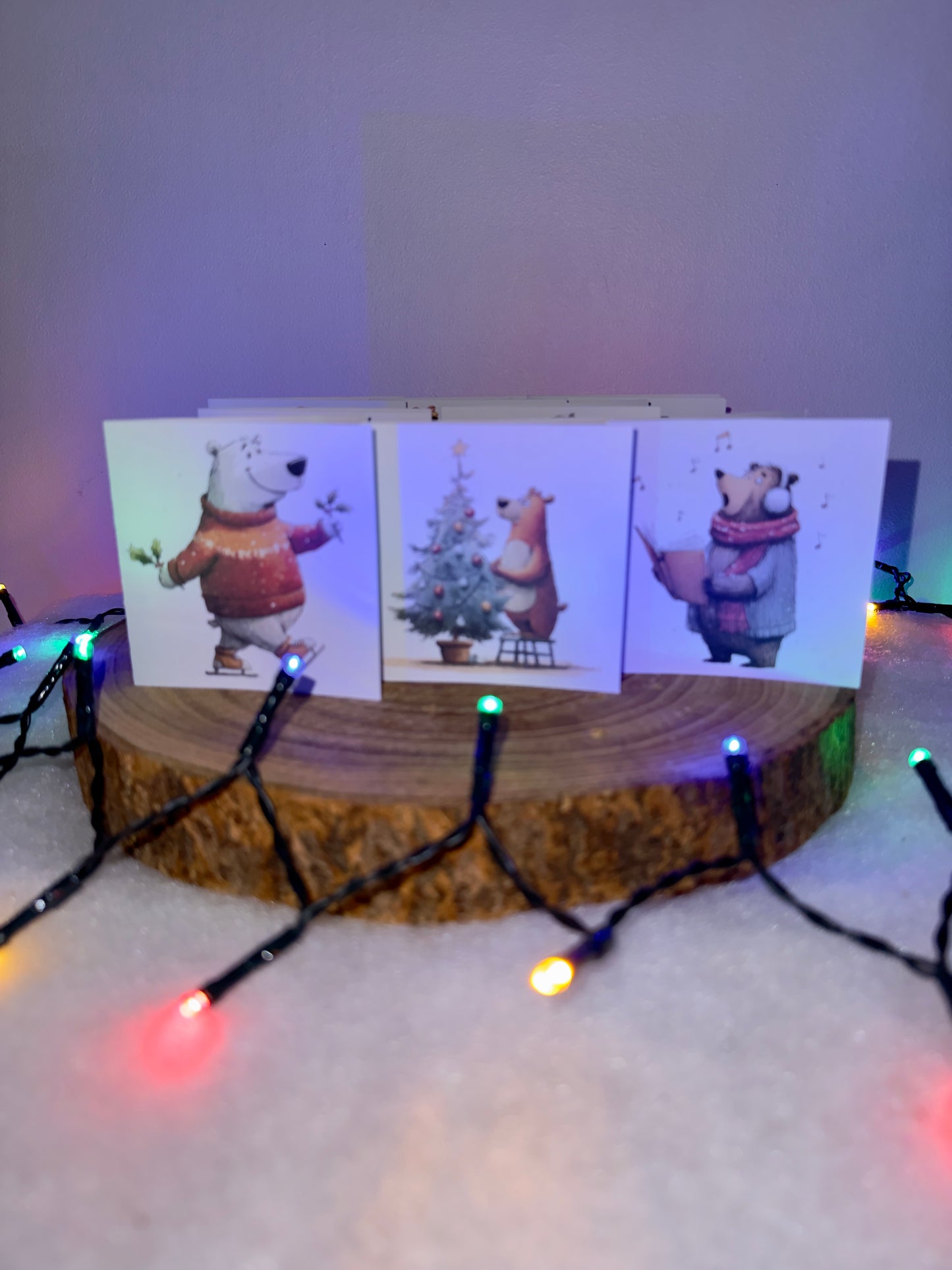 Festive Bear Collection – Set of 8 Small Christmas Cards with Envelopes