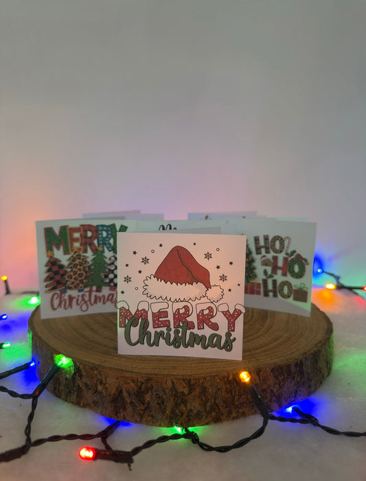 Festive Fun Cards – Set of 10 Small Christmas Cards with Colour Envelopes