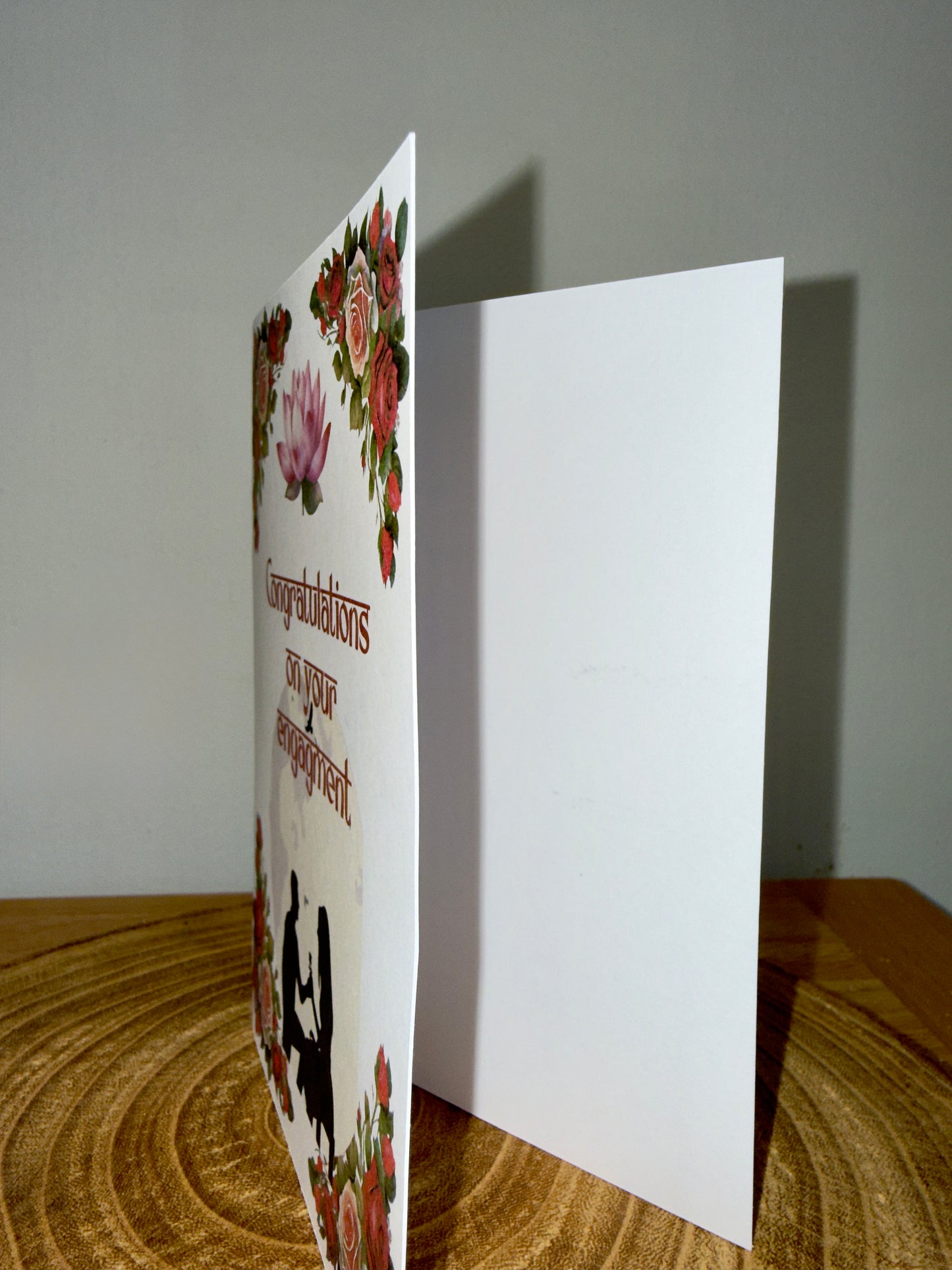 Full Moon Promise – Lotus & Roses Engagement Card