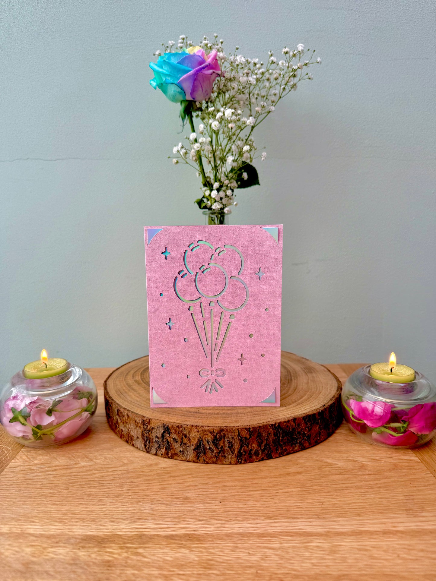 Birthday Balloons cutaway card