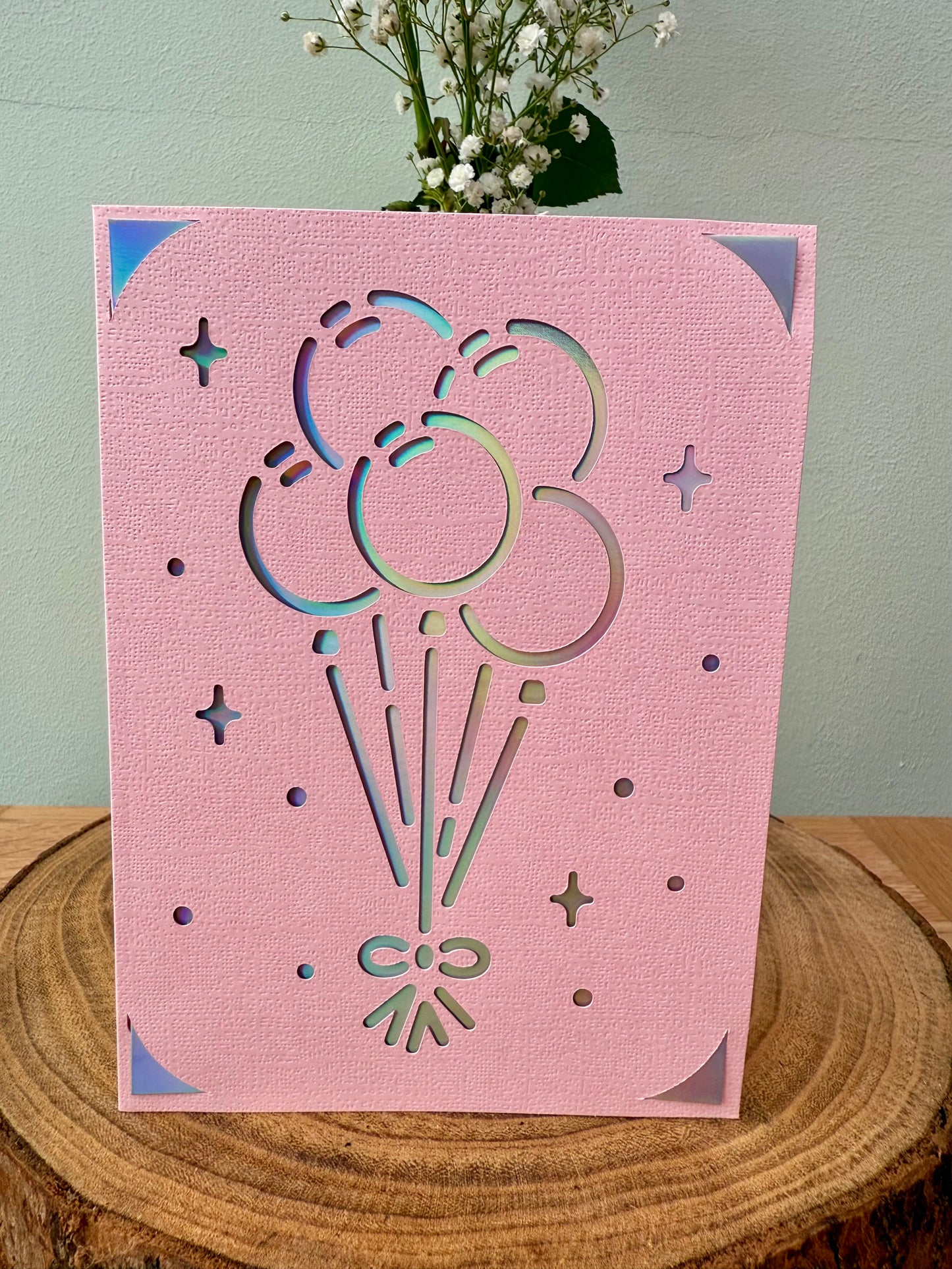 Birthday Balloons cutaway card