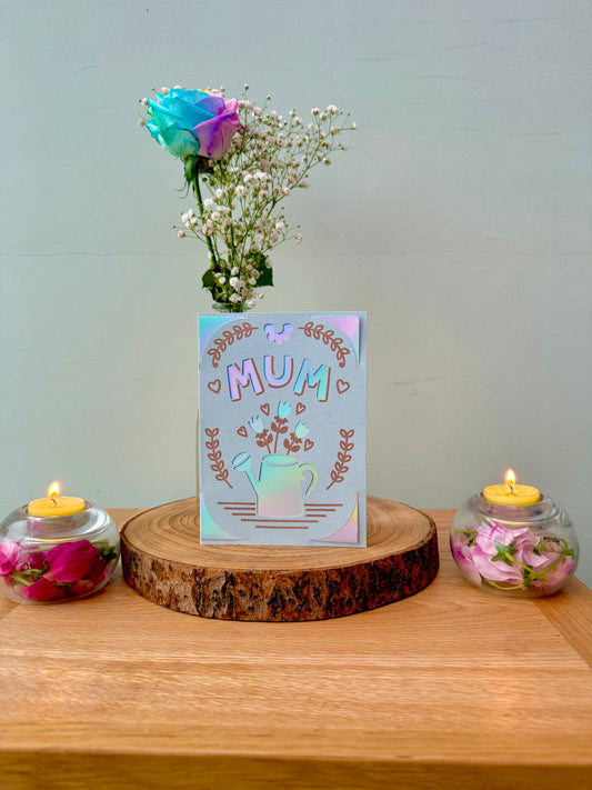 Mum Cutaway Greeting Card – Watering Can 🌸💖🌿