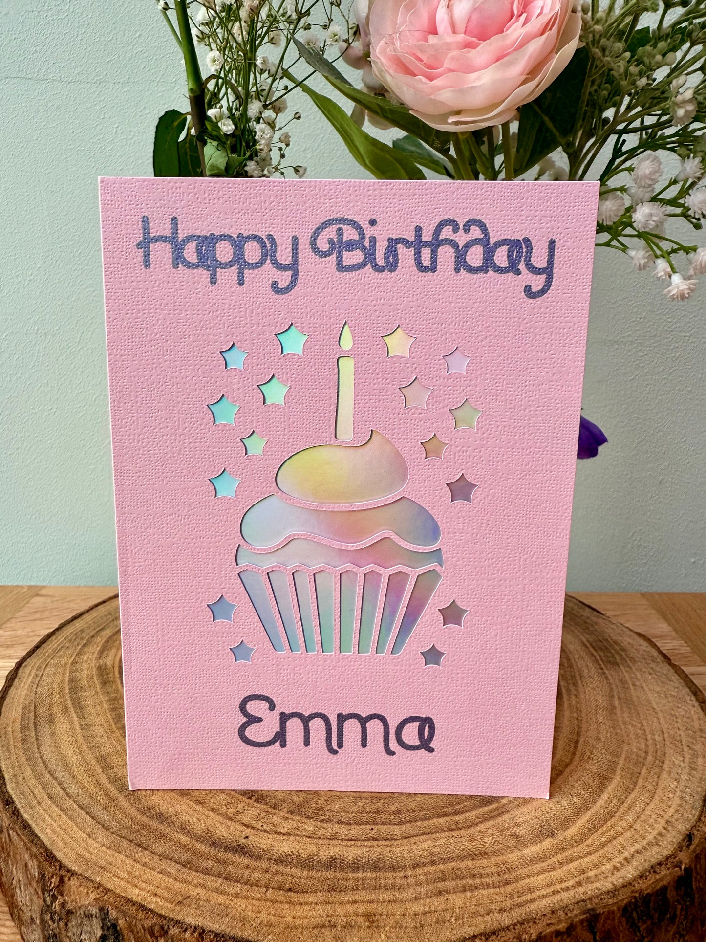 Personalised Birthday cutaway card.