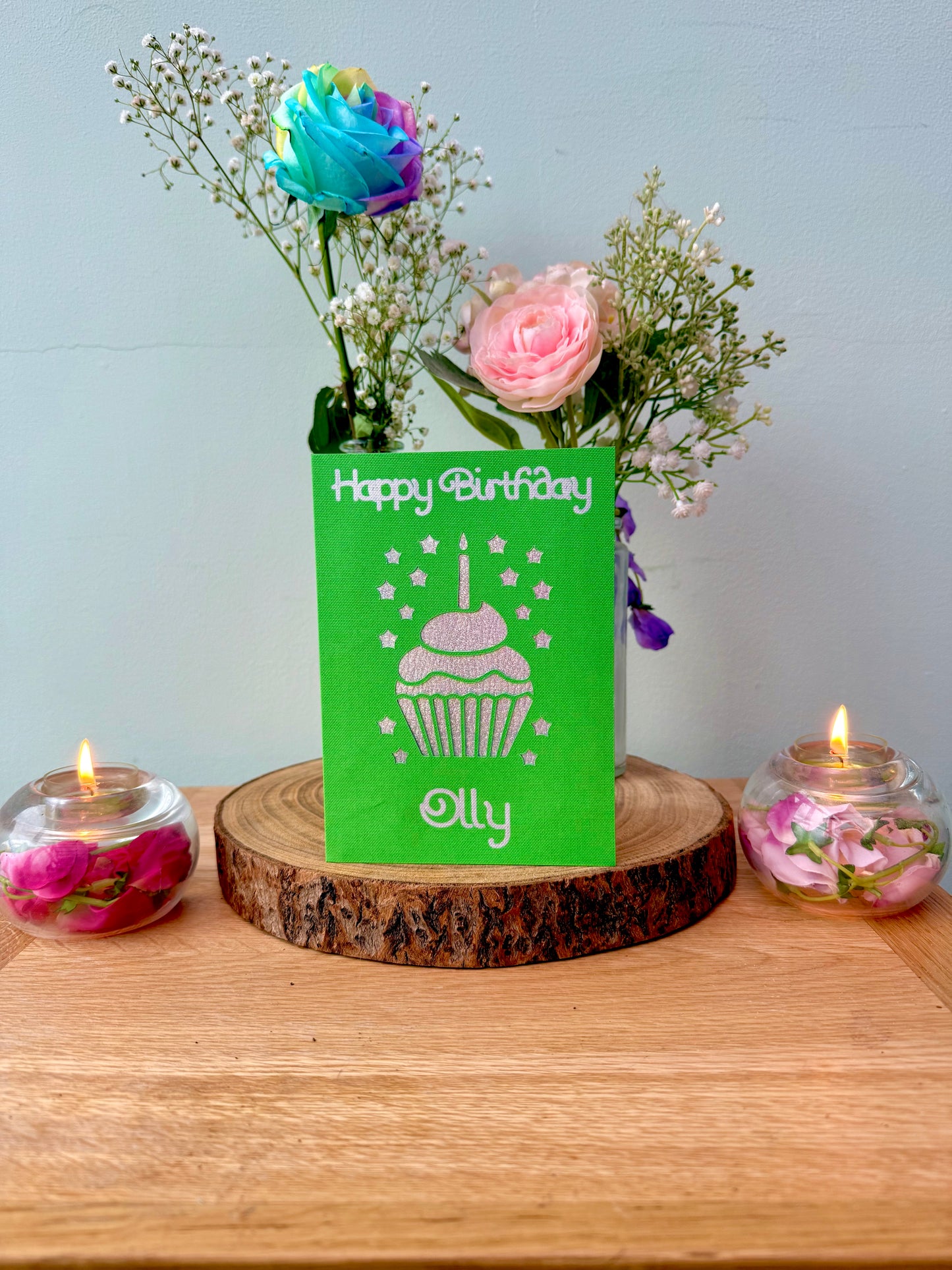 Personalised Birthday cutaway card.