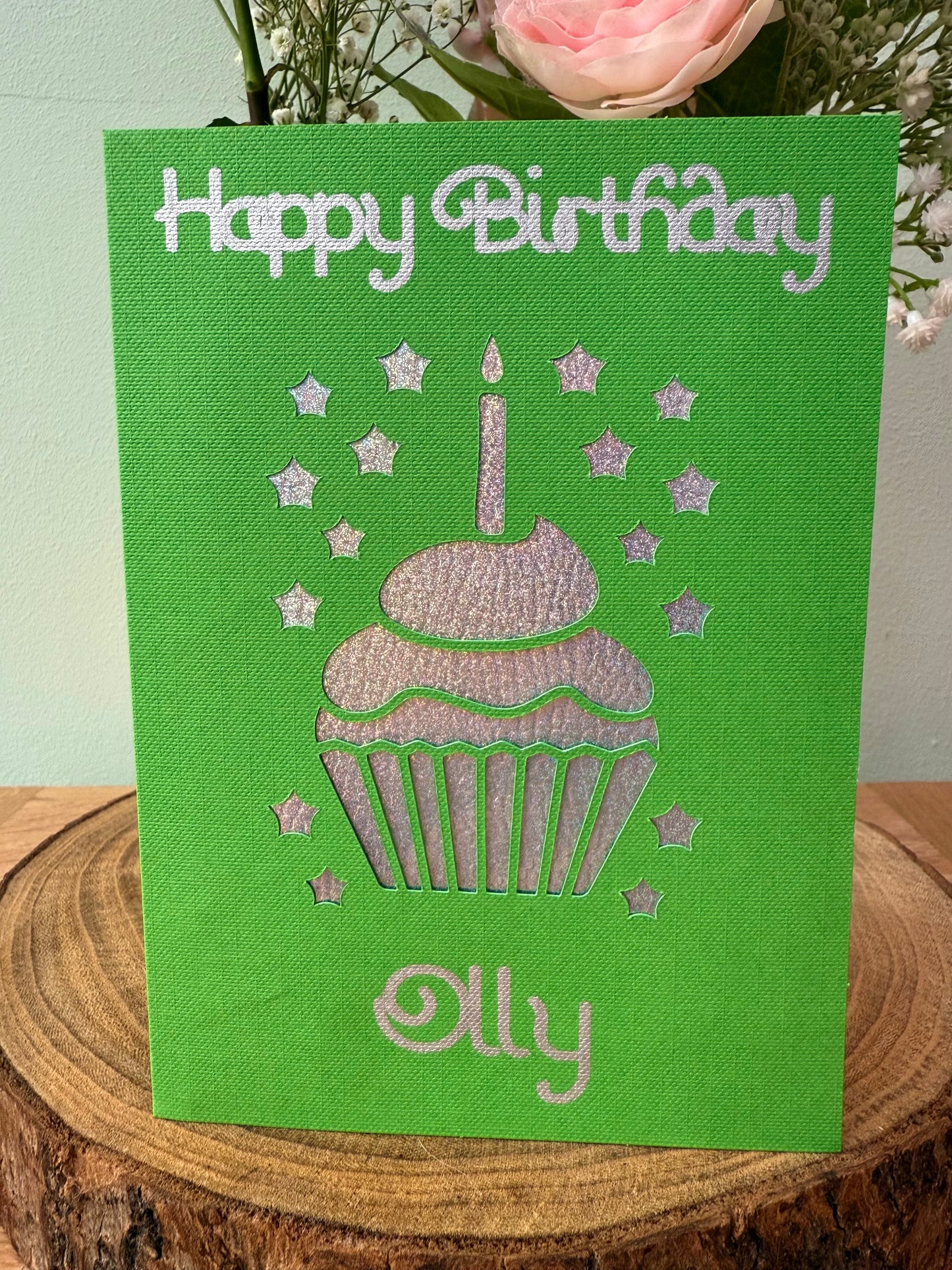 Personalised Birthday cutaway card.