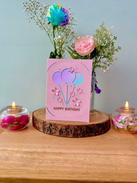 🎈🌸 Whispers of Joy – 3D Bloom & Balloon Birthday Card 🌸🎈