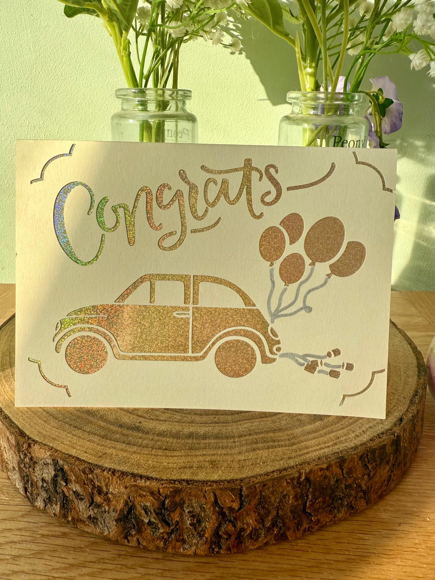 Congrats Wedding Car cutaway card