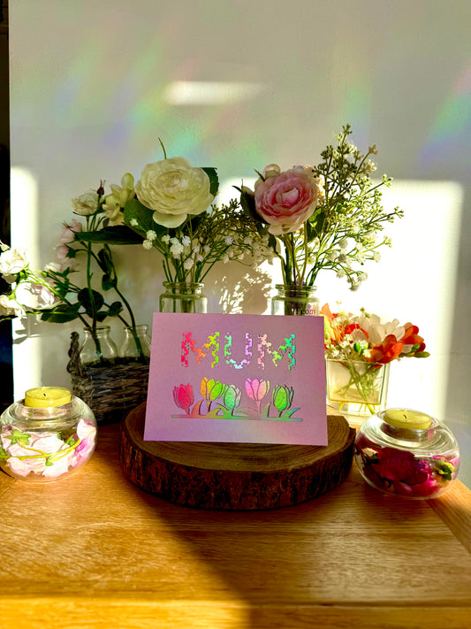 🌷 In Full Bloom – Mum Tulip Cutaway Card 💖