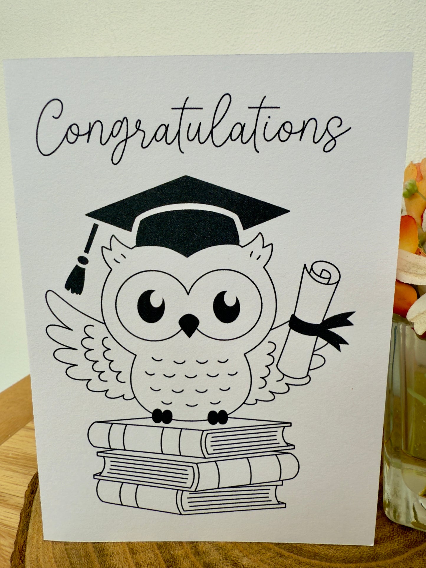 Wise Words & Bright Futures – Graduation Owl Congratulations Card