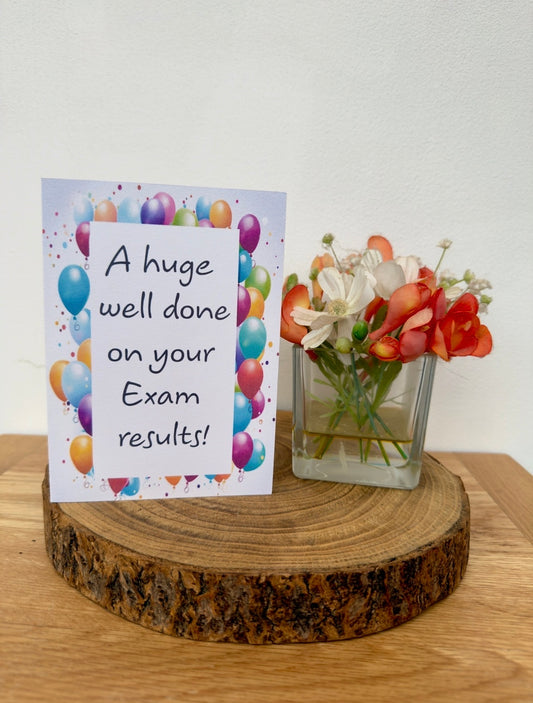 Lifted by Balloons – A Huge Well Done Exam Results Card