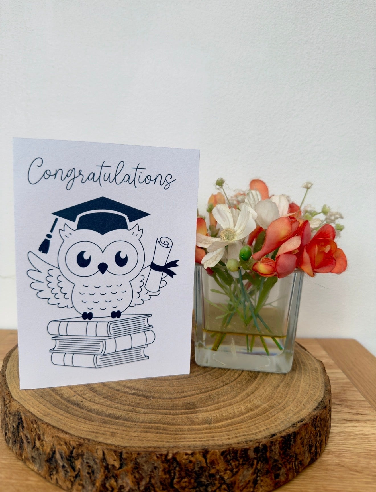 Wise Words & Bright Futures – Graduation Owl Congratulations Card