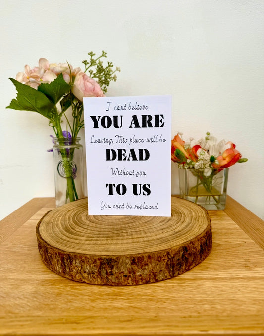 “You’re Dead to Us” – Dark Humour Leaving Card for Colleagues