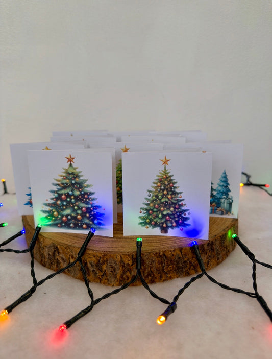 Decorated Christmas Tree Collection – Set of 10 Small Cards with Envelopes