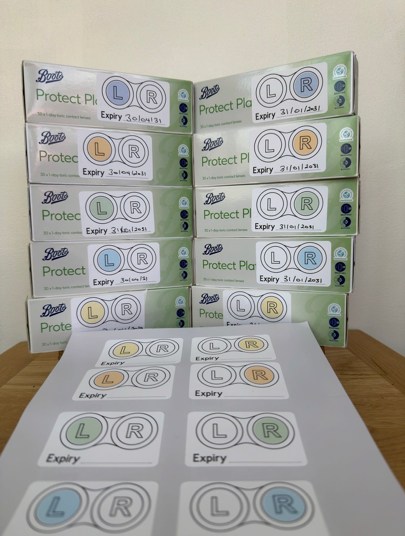 LensMate™ Eye ID Stickers – Left & Right Contact Lens Labels with Expiry Date