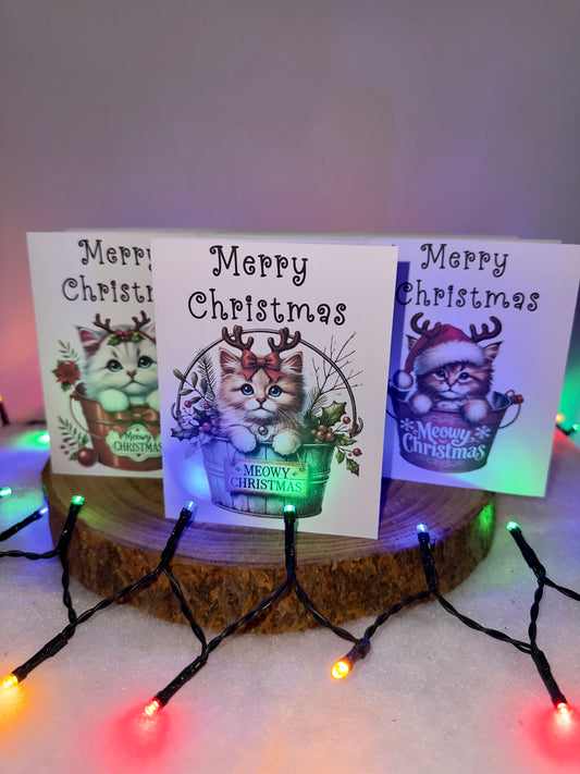 Meowy Christmas Collection – Set of 10 Festive Cat Cards with Envelopes