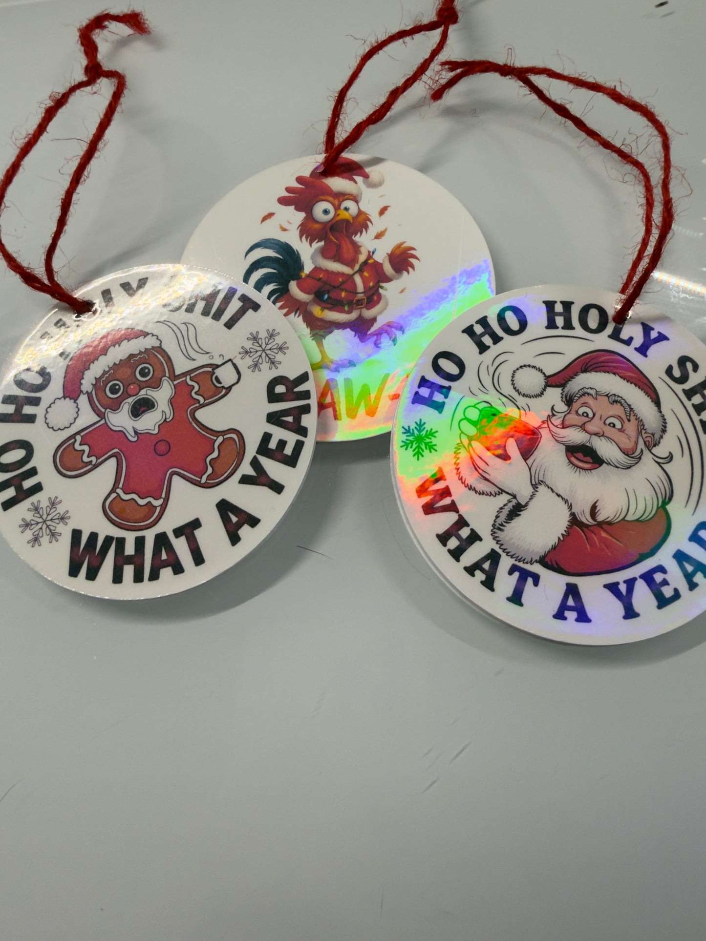 Naughty Noel Adult Christmas Tree Decorations – Funny Festive Ornaments (8cm Shimmer Finish)