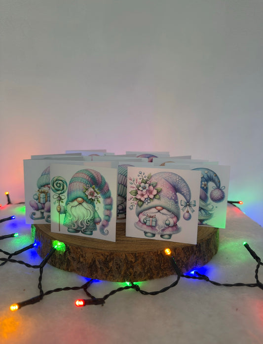 Pastel Gonk Collection – Set of 10 Small Square Christmas Cards with Envelopes