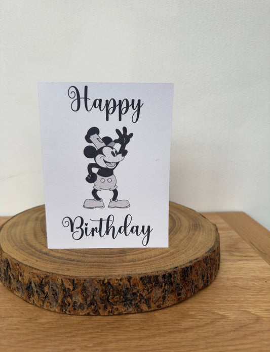 Steamboat Willie Birthday Card – Classic 1928 Cartoon Mouse Design