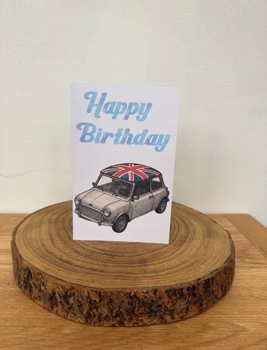 Union Jack Mini – Classic Car Birthday Card